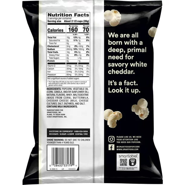 Smartfood Popcorn White Cheddar 2 Oz