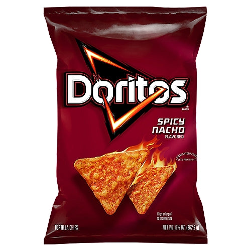 Doritos Tortilla Chips Spicy Nacho Flavored 9.25 Oz