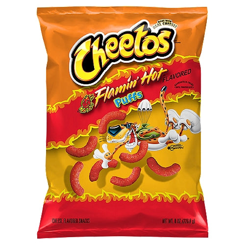 Cheetos Flamin' Hot Puffs Cheese Flavored Snacks 8 oz
