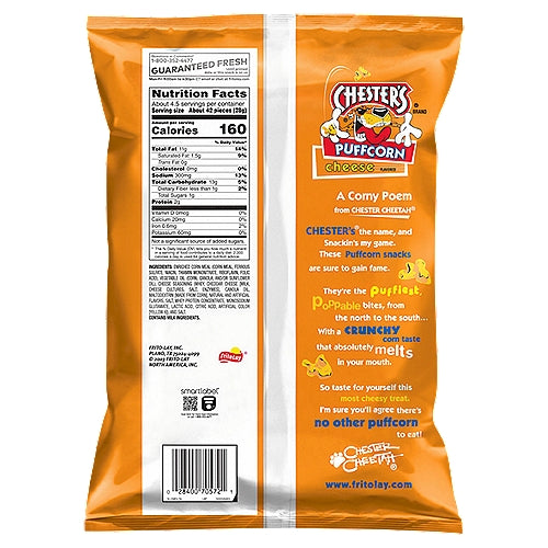 Chester's Cheese Flavored Puffed Corn Snacks 4.25 oz