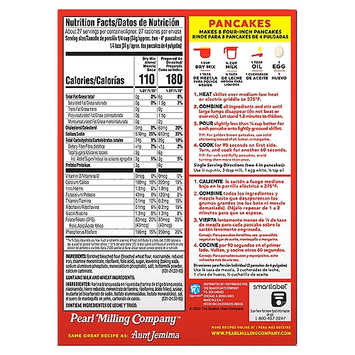 Pearl Milling Company Mezcla para panqueques y gofres con suero de leche, tamaño grande, 32 oz