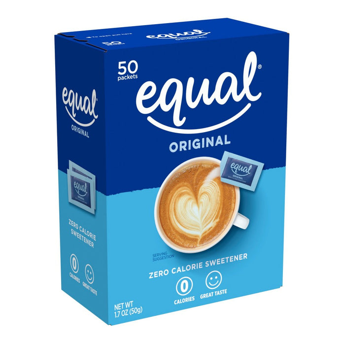 Equal Zero Calorie Sweetener Packets Sugar Substitute 50 Ct.
