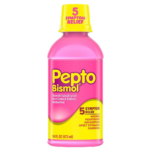 Pepto Bismol Liquid for Nausea Heartburn Indigestion Upset Stomach and Diarrhea Relief Original Flavor 16 oz