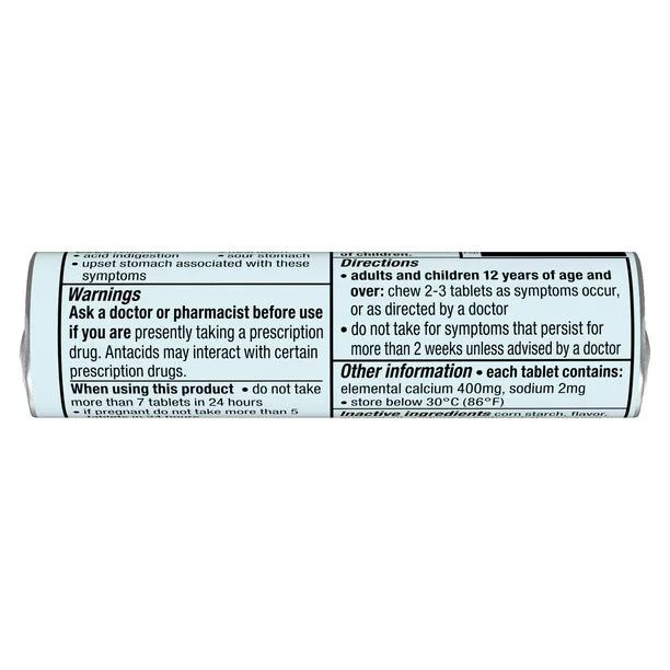 TUMS Tabletas masticables antiácidas para el alivio de la acidez estomacal Menta ultra fuerte 12 tabletas