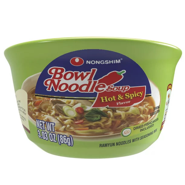 Nongshim Bowl Noodle Hot &amp; Spicy Beef Ramyun Ramen Noodle Soup Bowl 3.03oz X 1 Count