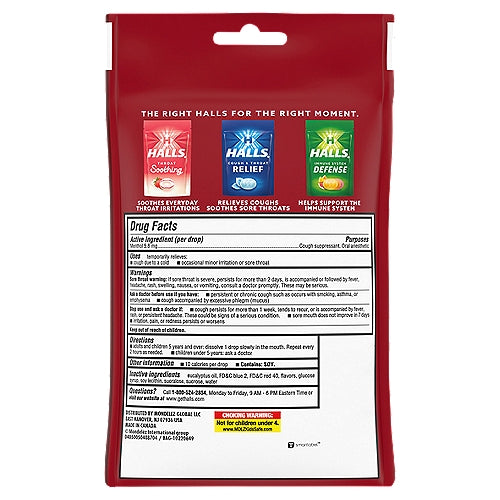 Gotas de mentol con sabor a cereza Halls Relief, 30 unidades