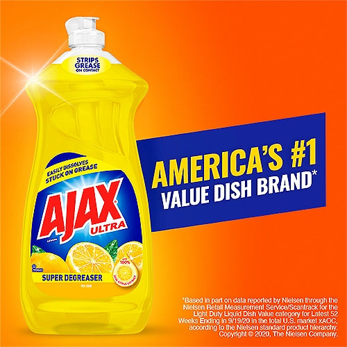 Ajax Ultra Super Degreaser Dishwashing Liquid Dish Soap Lemon Scent - 52 Fluid Ounce
