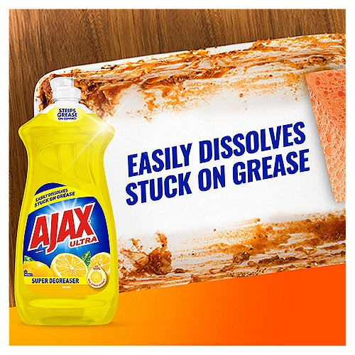Ajax Ultra Super Degreaser Dishwashing Liquid Dish Soap Lemon Scent - 52 Fluid Ounce