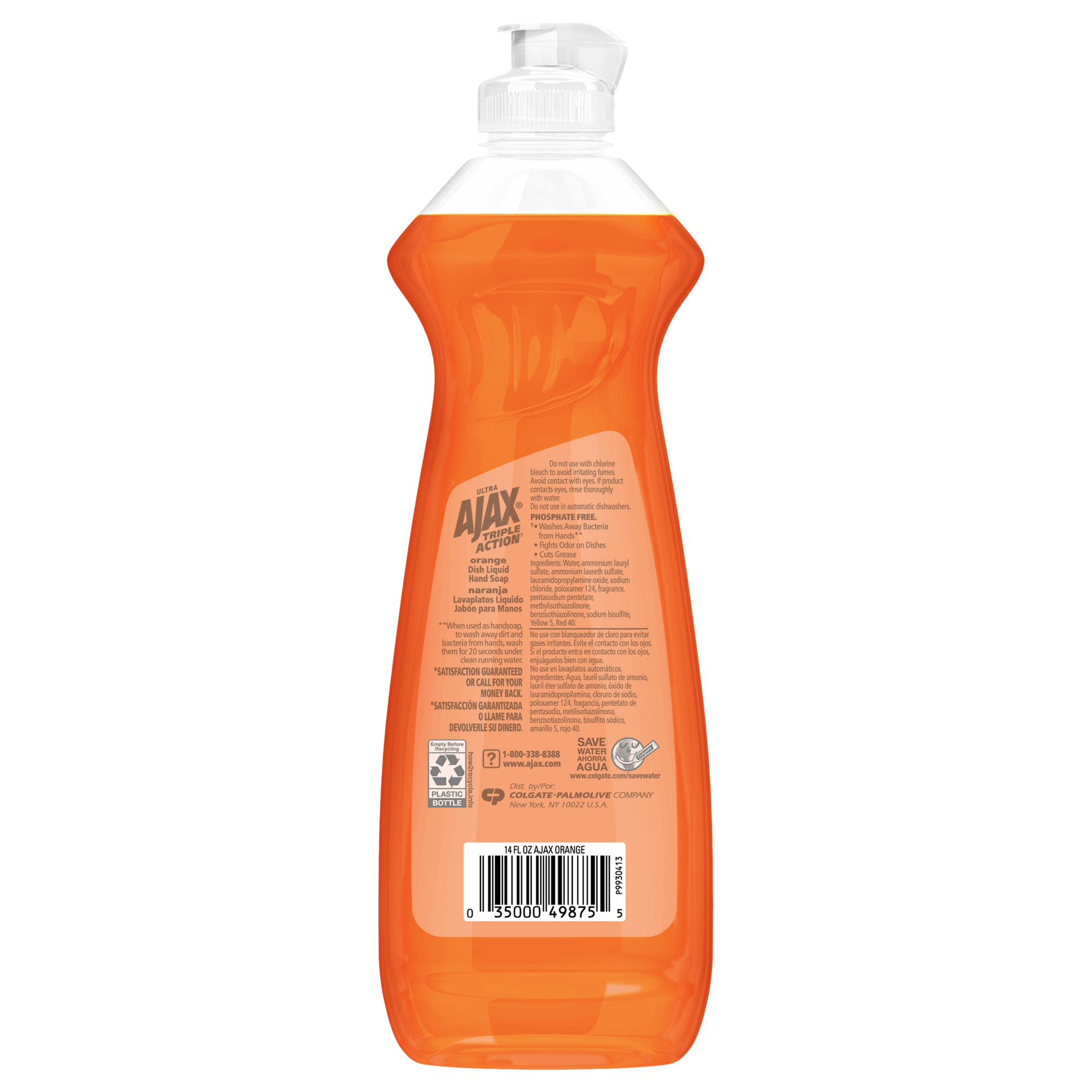 Jabón líquido para platos AJAX, aroma a naranja, 14 onzas