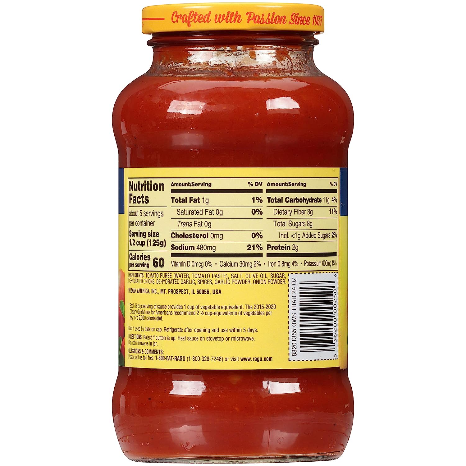 Salsa tradicional estilo ragú del viejo mundo hecha con aceite de oliva, 24 onzas