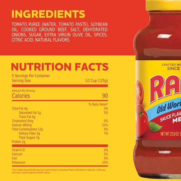 Salsa Ragu estilo viejo mundo con sabor a carne hecha con aceite de oliva perfecta para comidas de estilo italiano en casa 24 oz