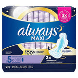 Always Maxi Overnight Pads with Wings Tamaño 5 Extra Heavy Overnight Sin perfume 20 unidades
