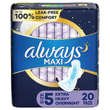Always Maxi Overnight Pads with Wings Tamaño 5 Extra Heavy Overnight Sin perfume 20 unidades