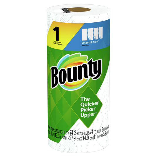 Toallas de papel Bounty® Select-a-Size® Single Plus de 2 capas 74 hojas por rollo