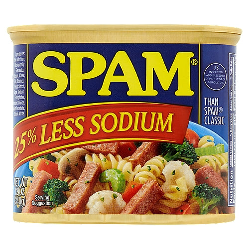 Spam Less Sodium Canned Cooked Meat 12 oz