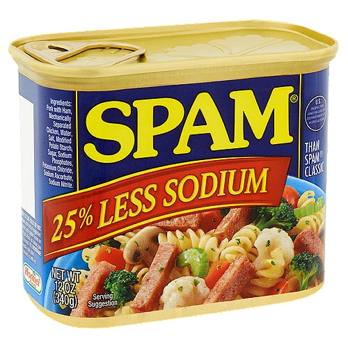 Spam Less Sodium Canned Cooked Meat 12 oz