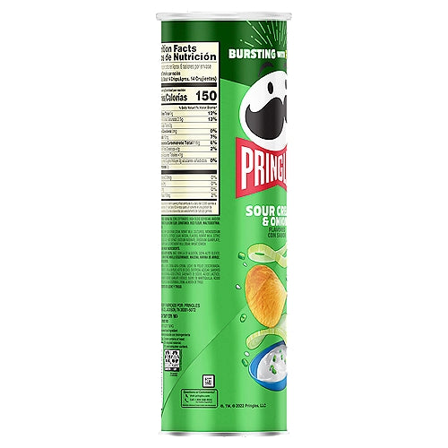 Pringles Sour Cream and Onion Potato Crisps Chips 5.5 oz