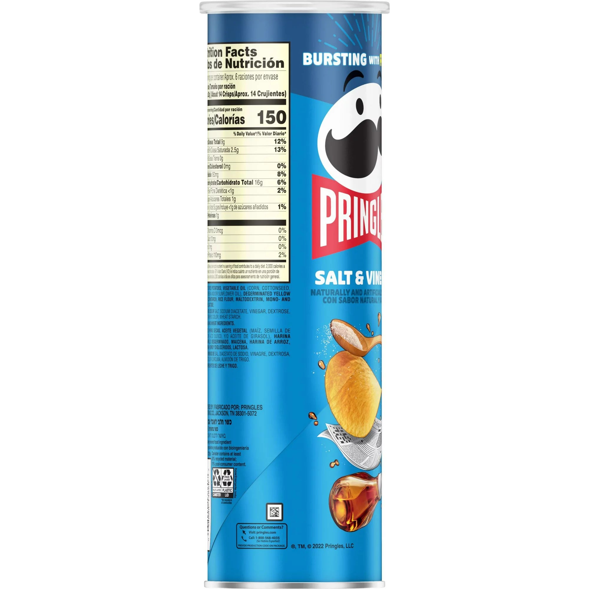 Pringles Salt and Vinegar Potato Crisps Chips 5.5 oz