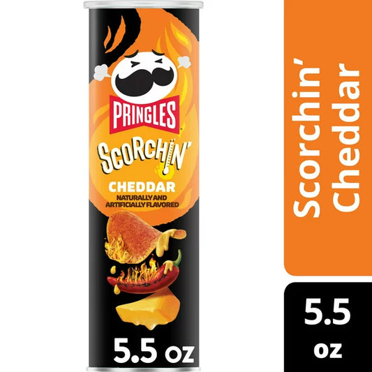 Pringles Scorchin' Cheddar papas fritas chips 5.5 oz