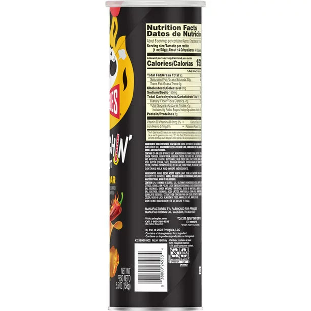 Pringles Scorchin' Cheddar Potato Crisps Chips 5.5 oz
