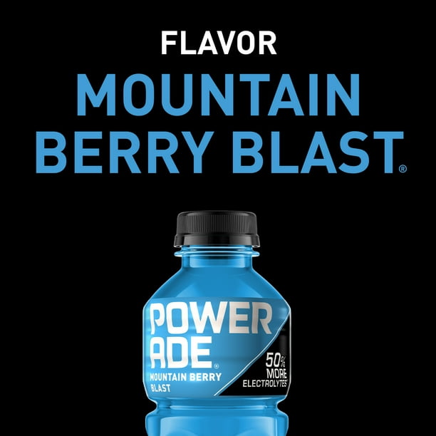 Bebida deportiva POWERADE con electrolitos mejorados Mountain Berry Blast, 20 onzas líquidas