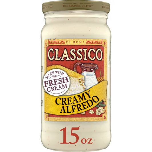 Salsa cremosa para pasta de espagueti Alfredo Classico 15 oz. Frasco