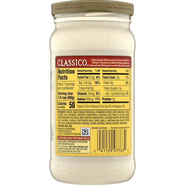 Classico Creamy Alfredo Spaghetti Pasta Sauce 15 oz. Jar