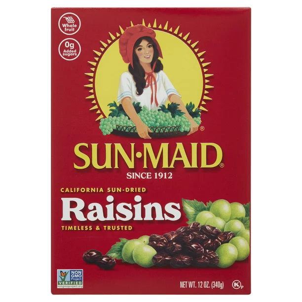 Sun-Maid California Sun-Dried Raisins Frutos secos Snack Caja de 12 oz