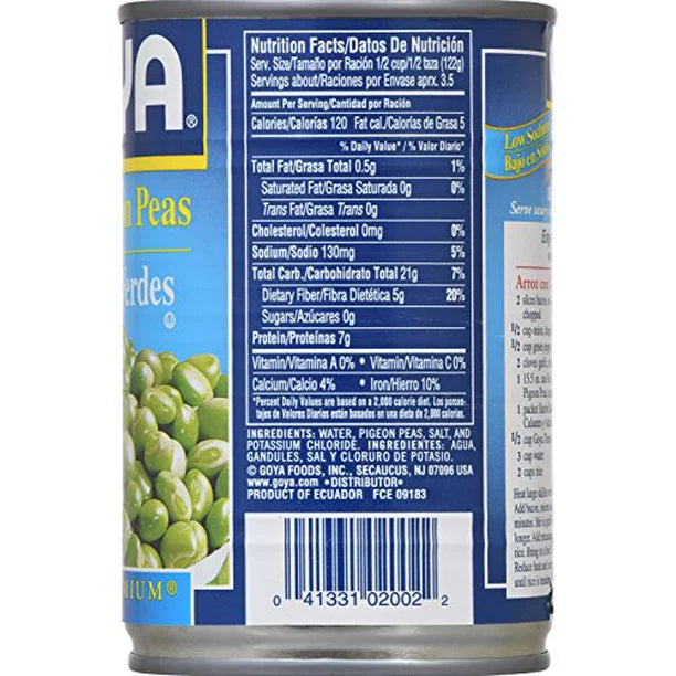 Goya Prime Premium Green Pigeon Peas 15 oz