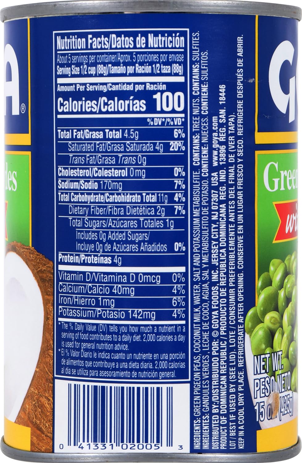 GOYA Green Pigeon Peas With Coconut 15.5 oz