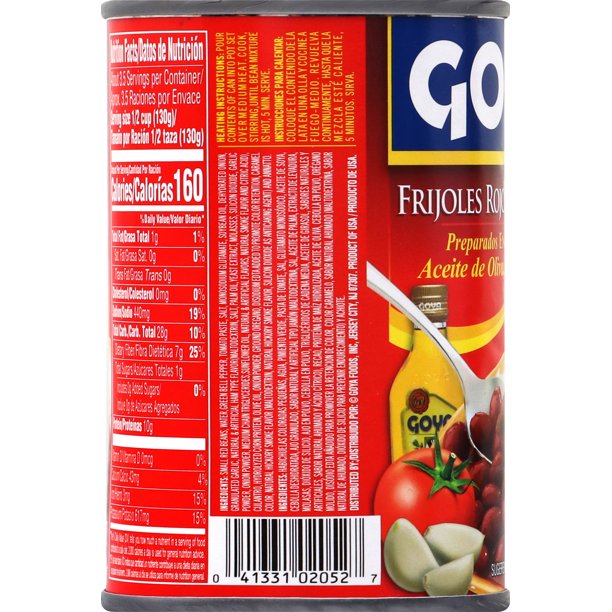 GOYA Frijoles Rojos Pequeños En Salsa Aceite De Oliva Tomate Y Ajo 15 Oz