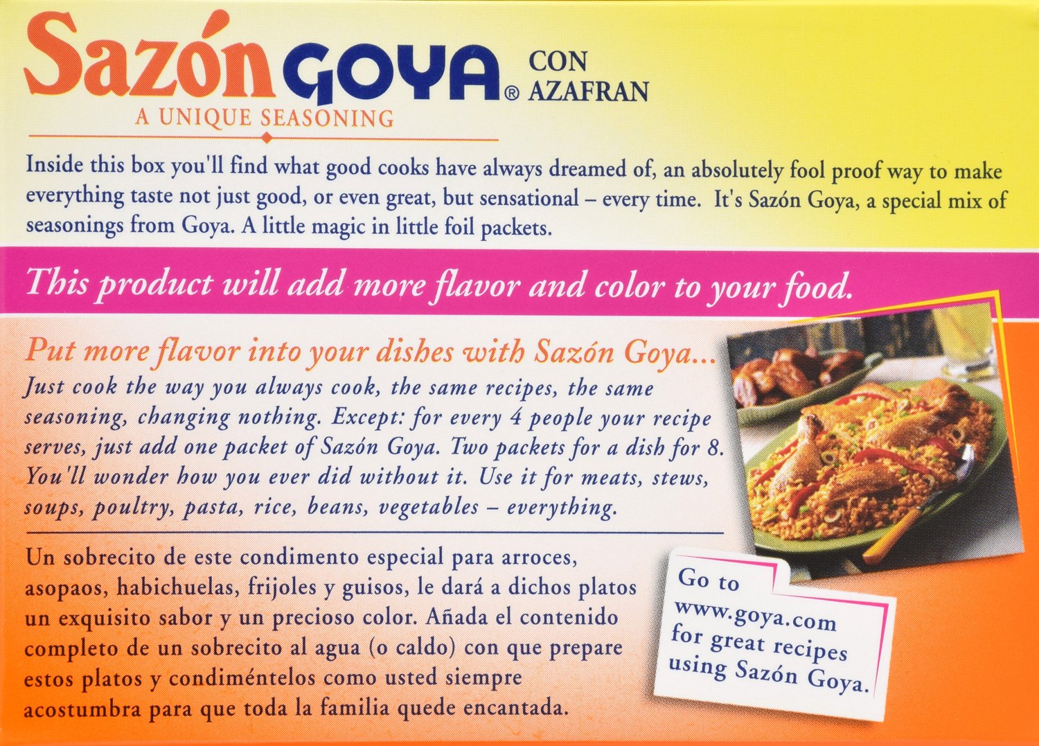 GOYA Sazon Natural And Complete Seasoning No Salt 3.52 Oz