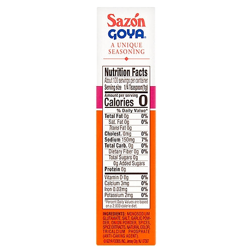 Goya Sazon Sin Achiote (Sin Annatto) 3.52 oz 20 paquetes/sobres