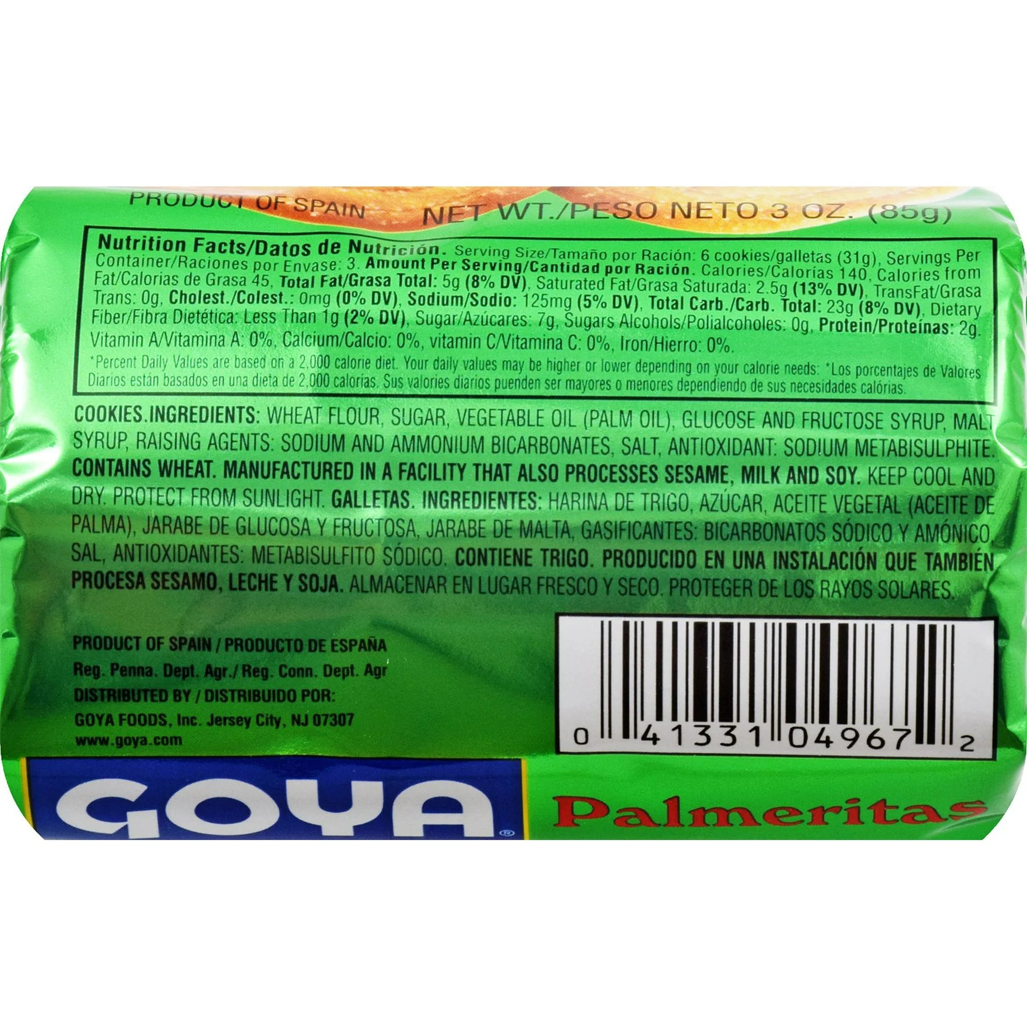 Goya Galletas Palmerita Galletas 3 oz