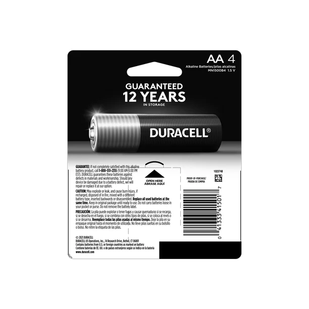 Duracell Coppertop AA Battery with POWER BOOST™ 4 Pack Long-Lasting Batteries