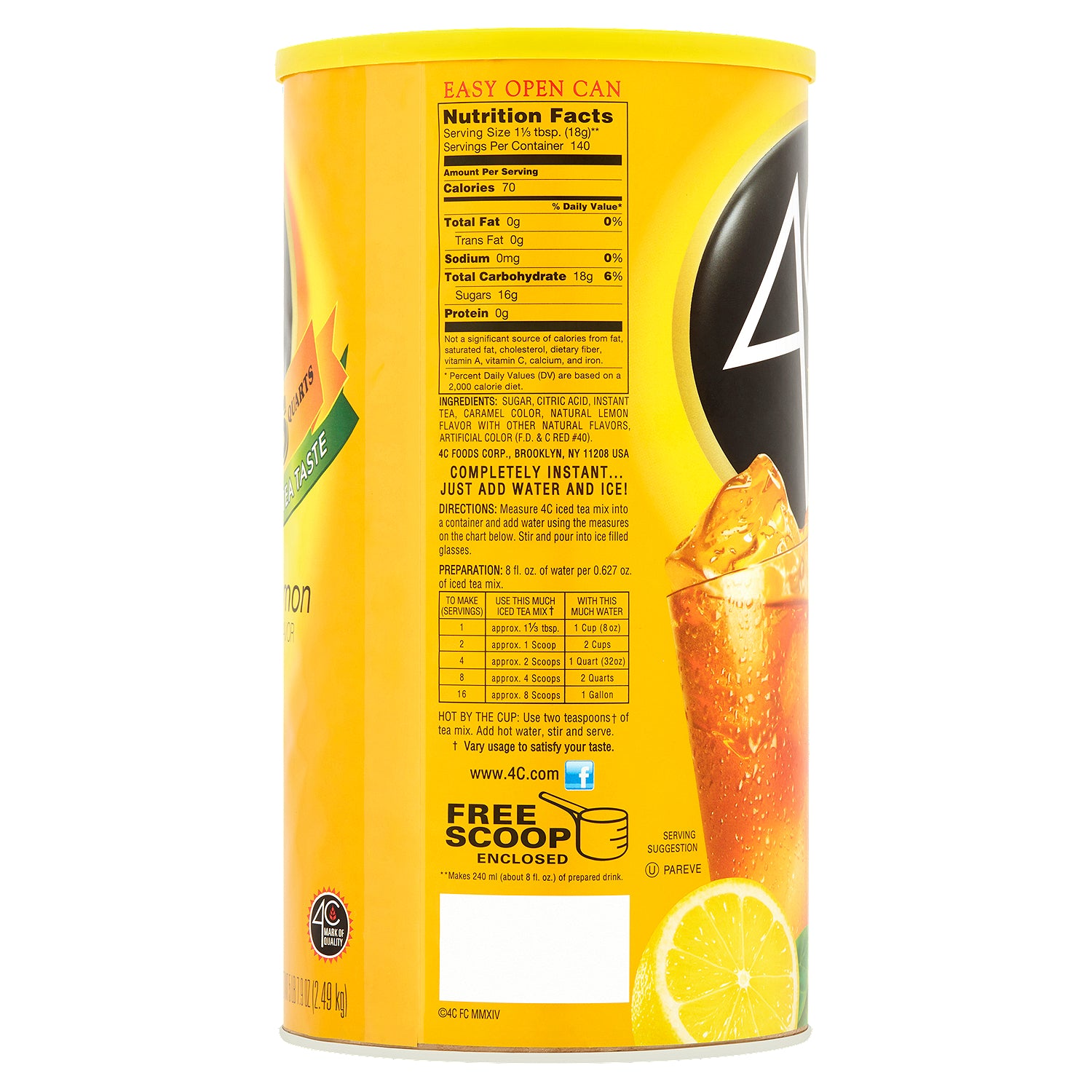 4C Lemon Flavor Iced Tea Mix 5 lb 7.9 oz
