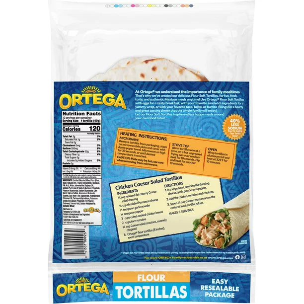 Ortega Flour Tortillas Kosher 10 Count 14.3 oz