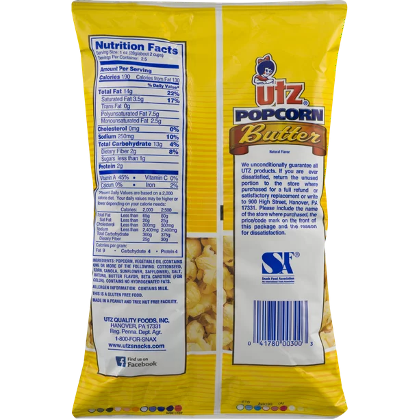 Utz Butter Popcorn 2.5 oz