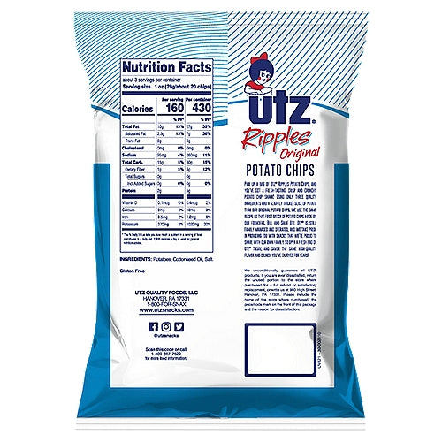 Patatas fritas originales Utz Ripples 2.75 oz