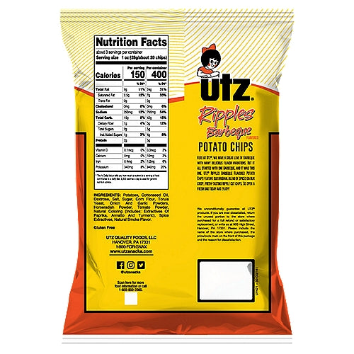 Utz Ripples Barbeque Potato Chips 2.75 oz