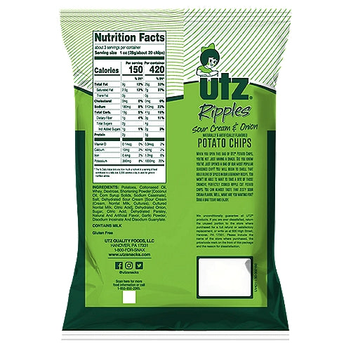 Utz Ripples Crema agria y papas fritas de cebolla 2.75 oz