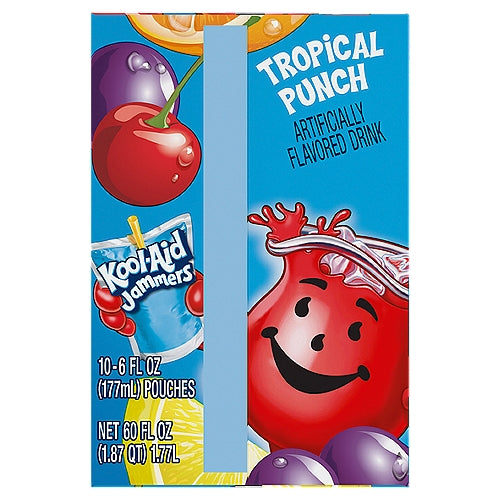 Kool Aid Jammers Tropical Punch Kids Drink 0% Juice Box Pouches 10 Ct Box 6 fl oz Pouches