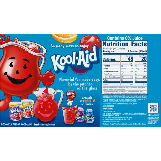 Kool Aid Jammers Tropical Punch Kids Drink 0% Juice Box Pouches 10 Ct Box 6 fl oz Pouches