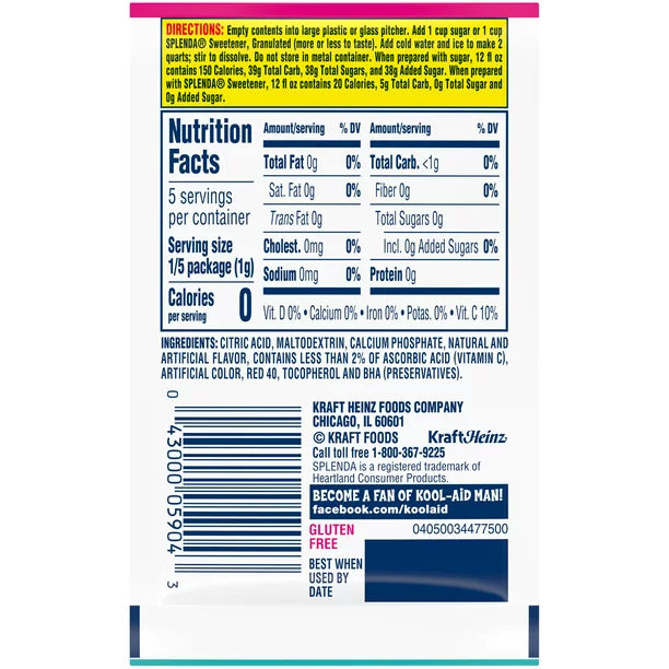 Kool-Aid Unsweetened Sharkleberry Fin Strawberry Orange Punch Artificially Flavored Powdered Soft Drink Mix 0.16 oz Packet