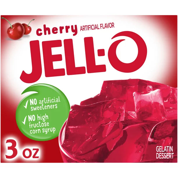 Jell-O Cereza Gelatina Postre Mix Caja de 3 oz