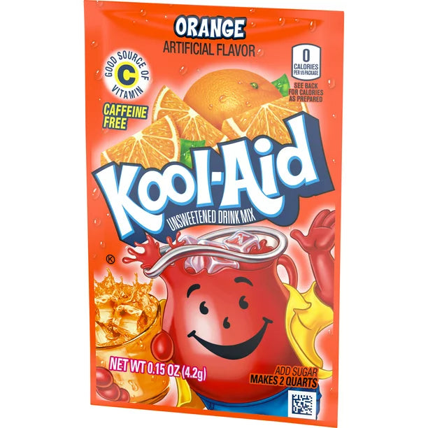 Kool-Aid mezcla de refresco en polvo con sabor artificial de naranja sin azúcar, paquete de 0.15 oz