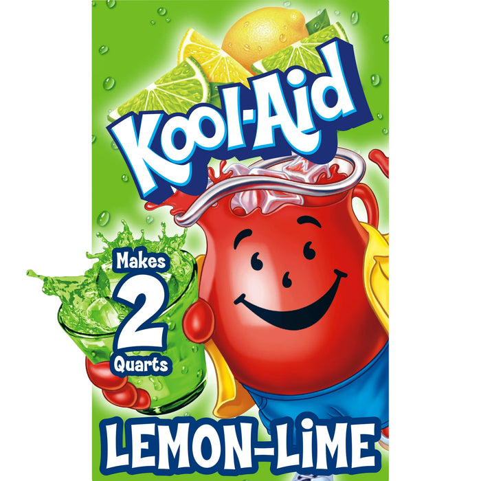 Kool-Aid - Mezcla de refrescos en polvo con sabor artificial a lima limón sin azúcar, paquete de 0.13 oz