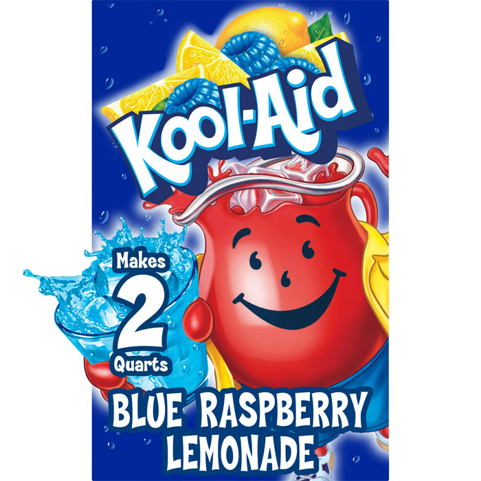 Kool-Aid Mezcla de bebida en polvo con sabor artificial a limonada de frambuesa azul sin azúcar 0.22 oz. Paquete