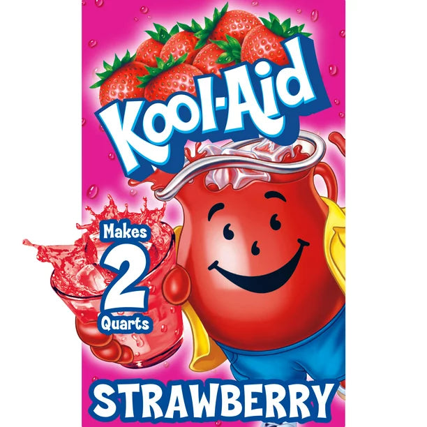 Kool-Aid - Mezcla de refrescos en polvo con sabor artificial a fresa sin azúcar, paquete de 0.14 oz