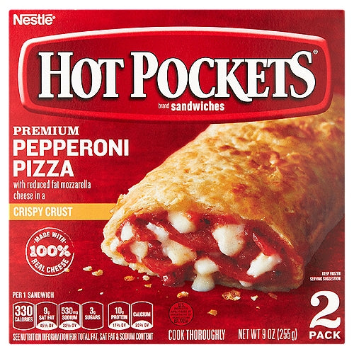 Hot Pockets Premium Pepperoni Pizza Crujiente Crust Sandwiches 2 unidades 9 oz